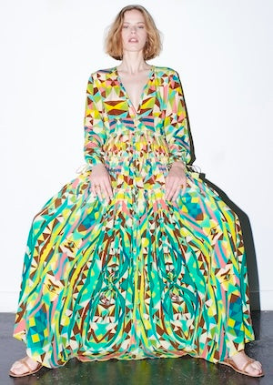 SOLSTICE Maxi Dress Kaleidoscope Green Multi Print