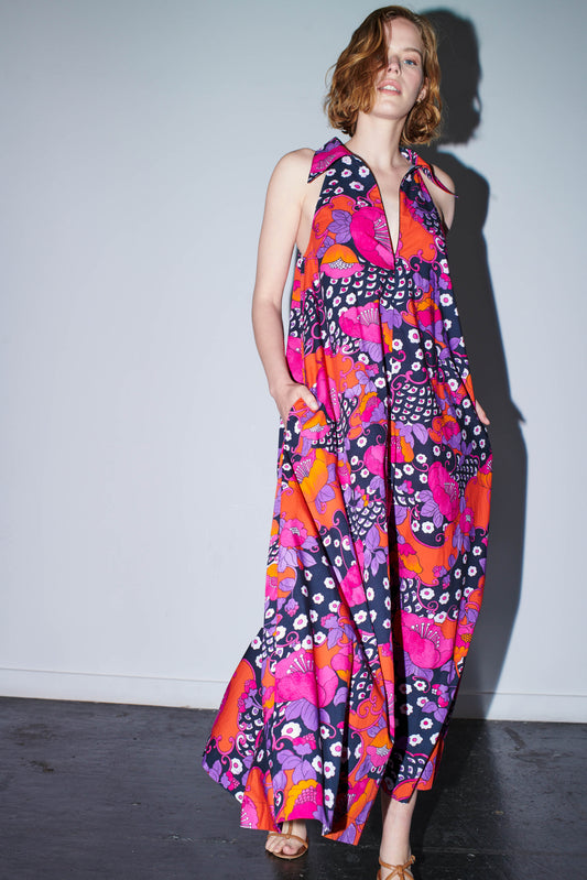 HYDRA Maxi Dress Koi Flower Power Print