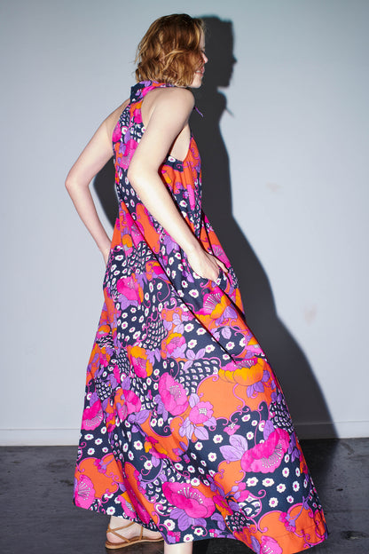 HYDRA Maxi Dress Koi Flower Power Print