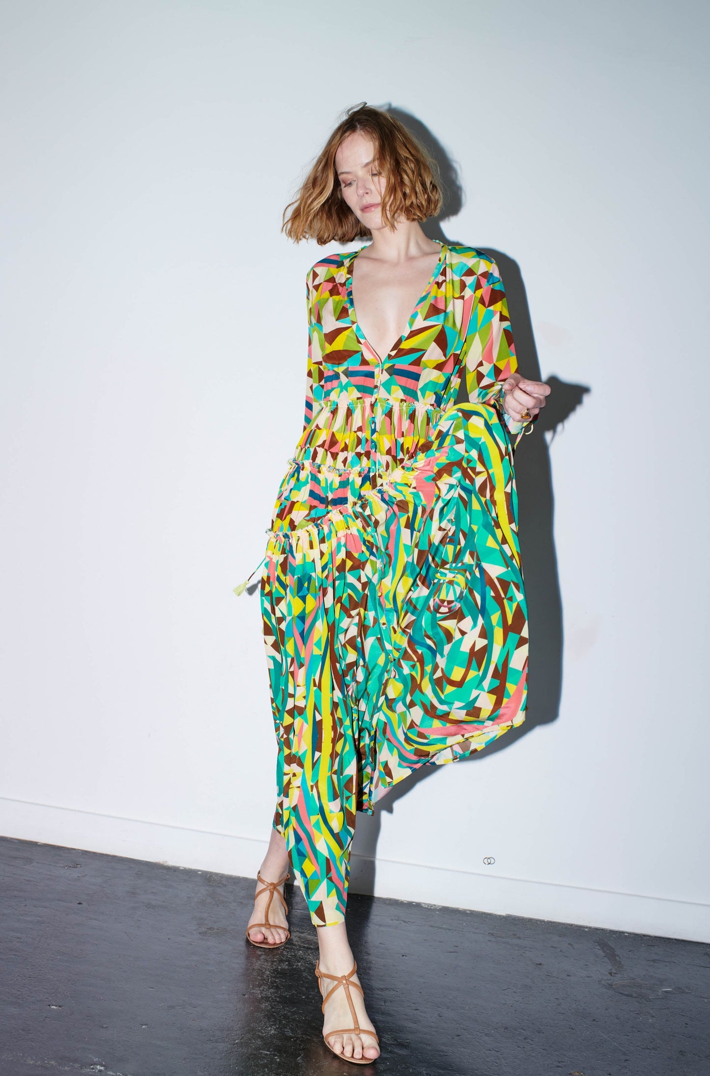 SOLSTICE Maxi Dress Kaleidoscope Green Multi Print