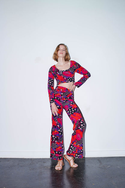 TUCANA Low Waist Pant Koi Flower Power Print