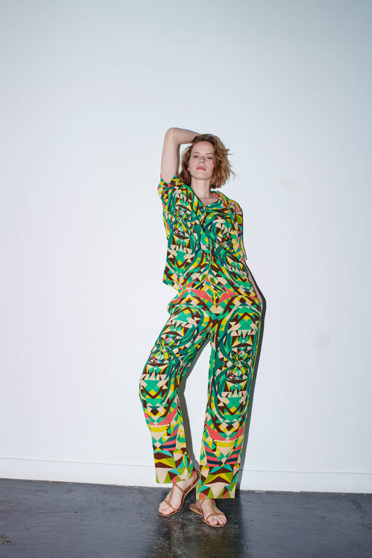 POLARIS Pant Kaleidoscope Green Multi Print